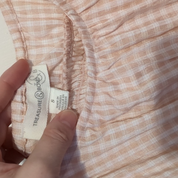 Pink Peach Light Gingham Sundress Empire Waist Pockets Spaghetti Straps Small - Picture 5 of 5